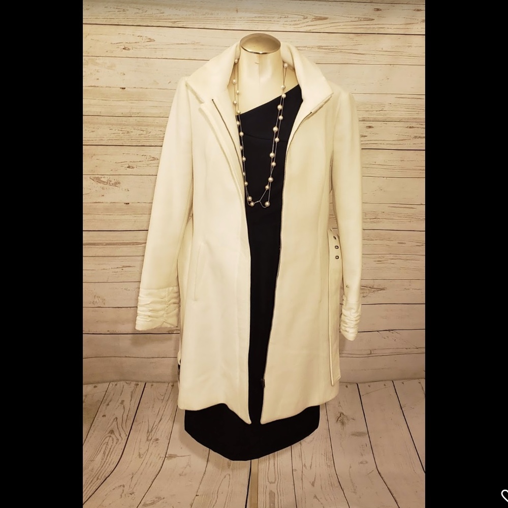 Zara cream zip up pea coat